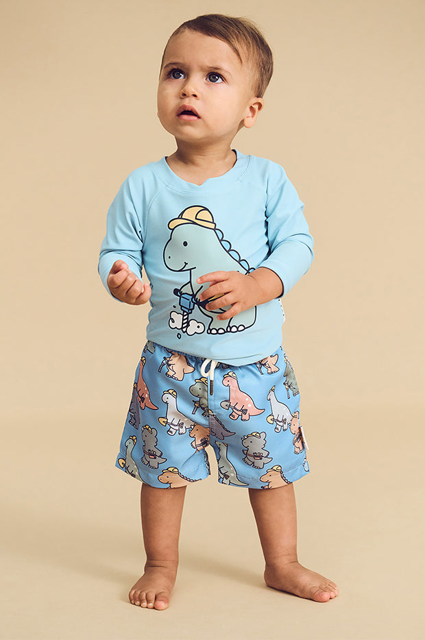 Boys Construction Dino Swim Short