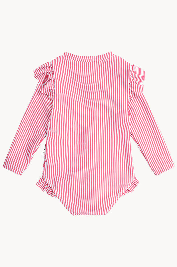 Girls Cherry Pie Stripe Frill Sunsuit