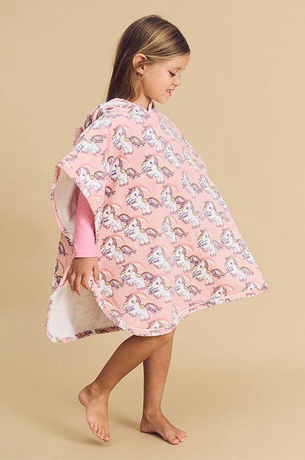 Girls Rainbow Unicorn Poncho