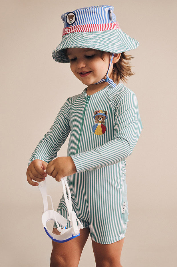 Boys Spliced Stripe Swim Hat