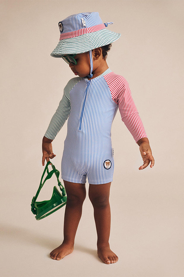 Boys Spliced Stripe Swim Hat