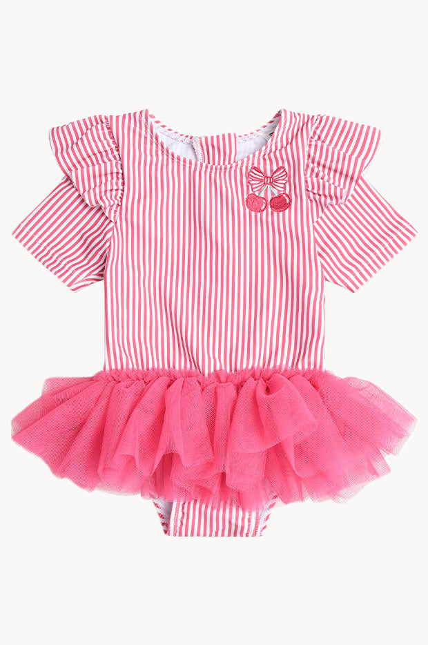 Girls Cherry Pie Stripe Ballerina Sunsuit