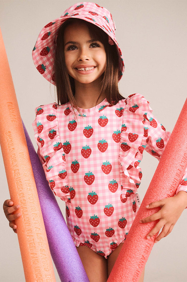 Girls Strawberry Check Swim Hat