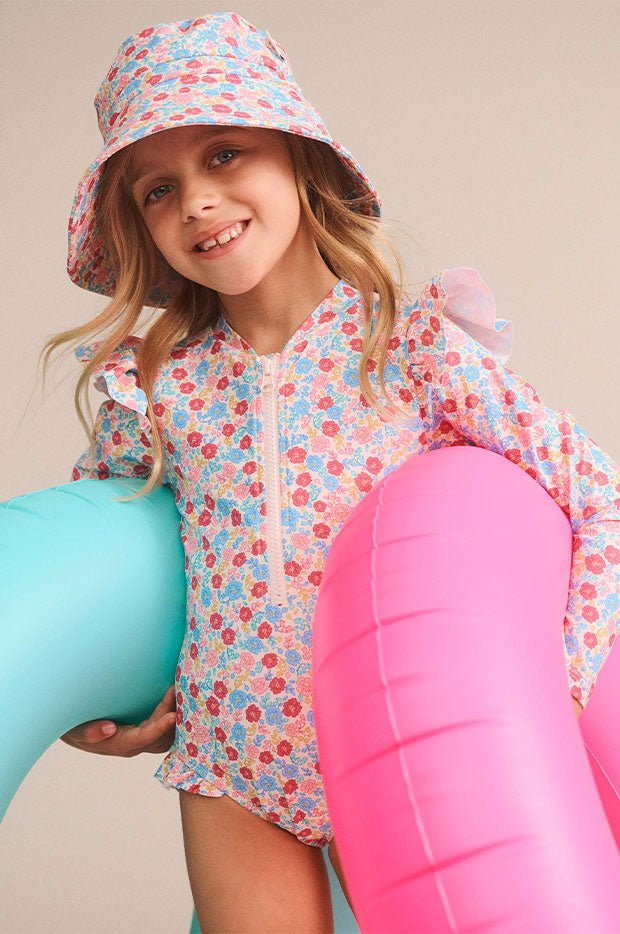 Girls Vintage Floral Sunsuit