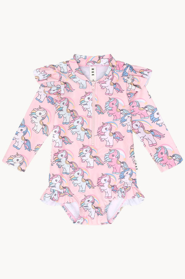 One-Shoulder Girls Rainbow Unicorn Jumpsuits main image 1