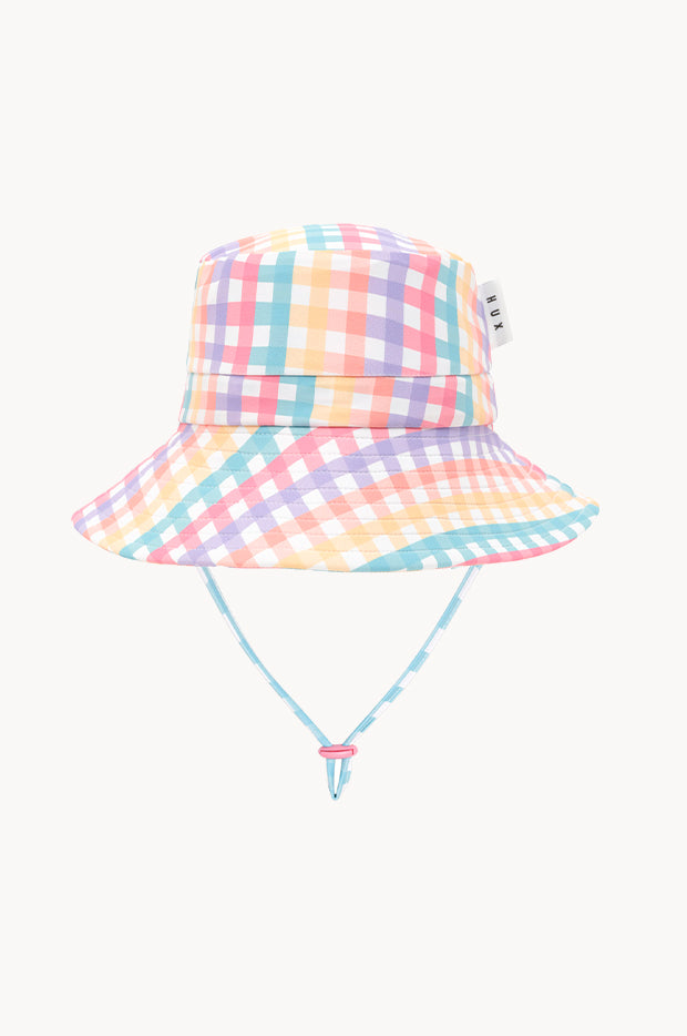 Girls Rainbow Check Swim Hat