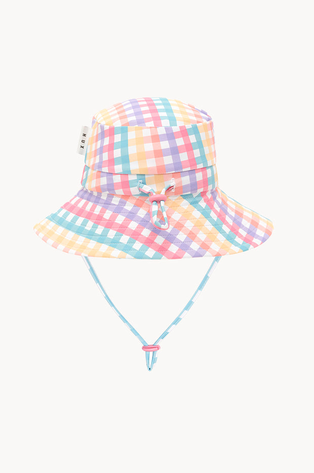 Girls Rainbow Check Swim Hat