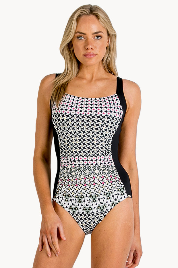 Geometric Ruched One Piece