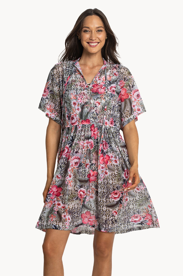 Moroccan Flowers Mesh Shirt Dress