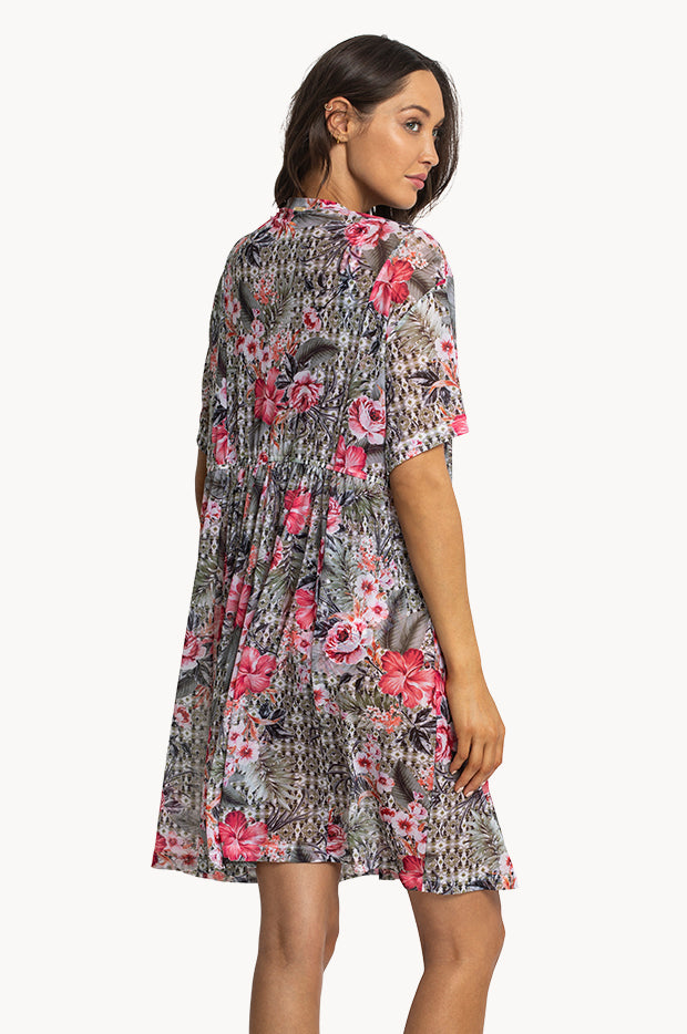 Moroccan Flowers Mesh Shirt Dress