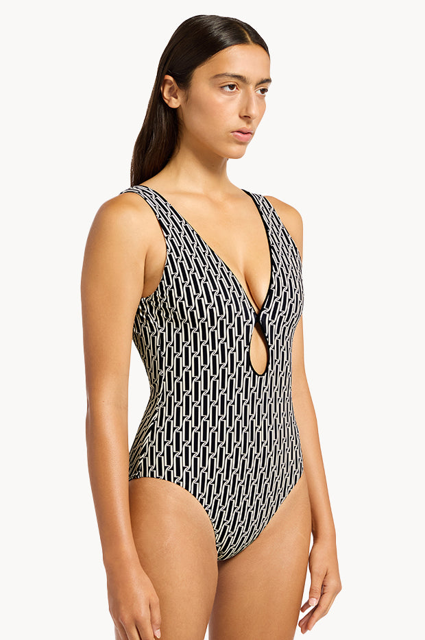 Spring Geo Plunge One Piece