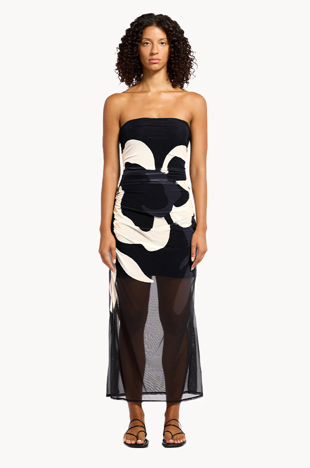 Cactus Garden Mesh Strapless Dress