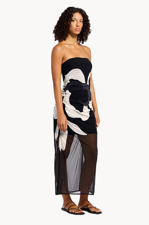 Cactus Garden Mesh Strapless Dress