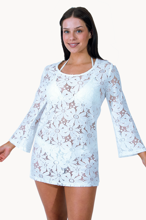 Floral Crochet Bell Sleeve Tunic