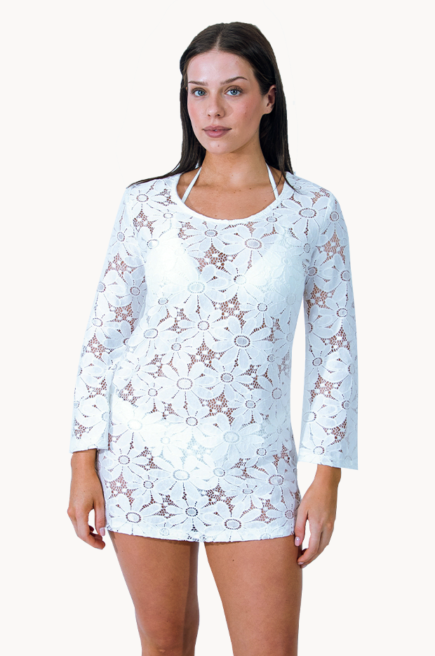 Floral Crochet Bell Sleeve Tunic