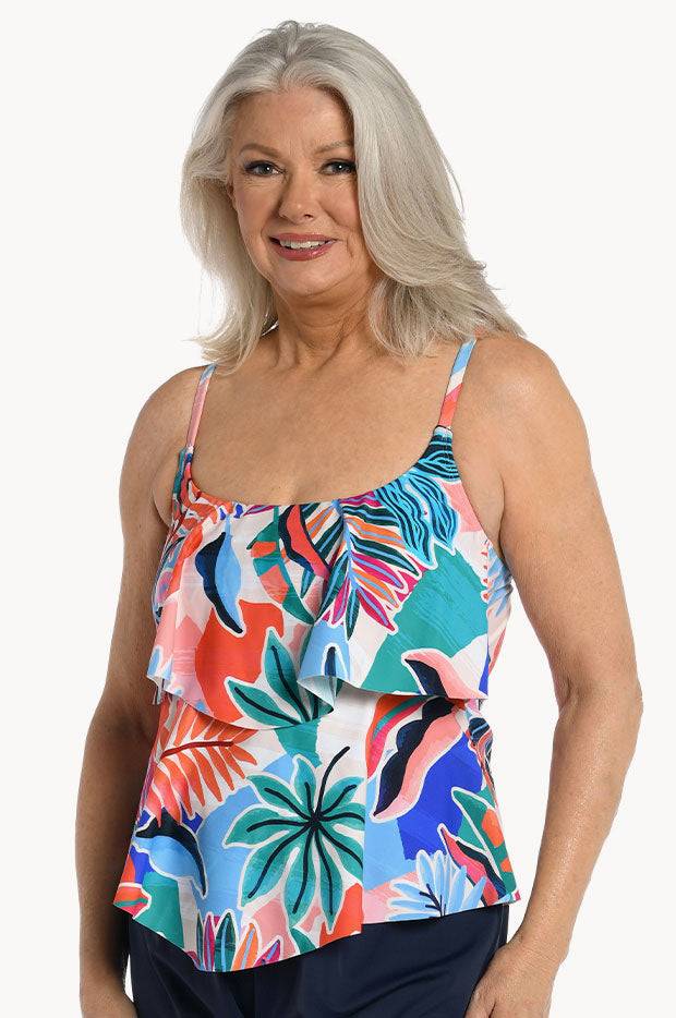 Tropical Abstraction Tiered Tankini Separate