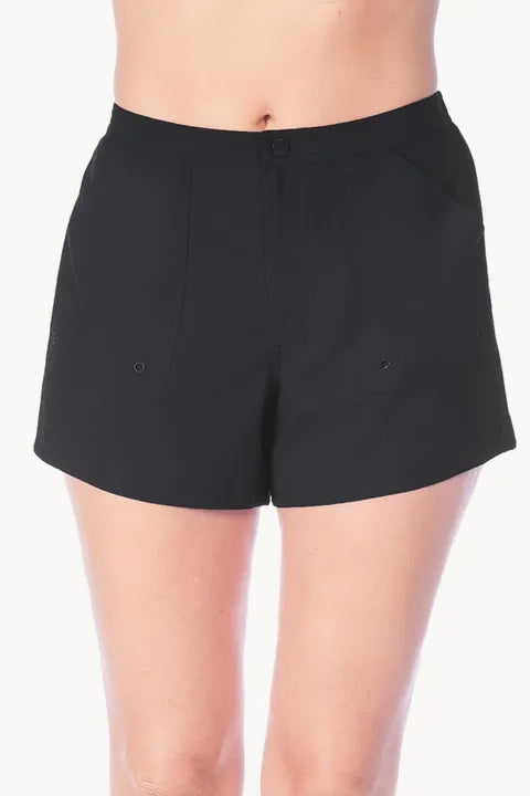 Maxine - Short Length Boardshort - Black | Swimwear Galore AU