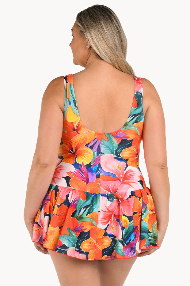 Maxine Hibiscus Honey Swim Dress Multi Swimwear Galore US