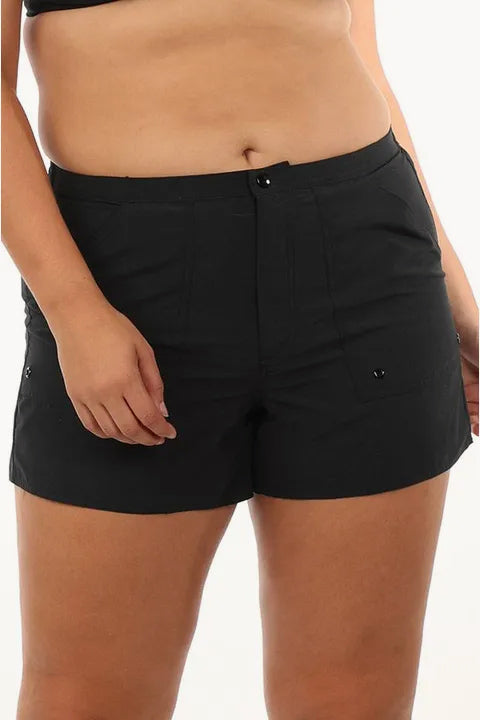 Maxine - Solid Plus Size Boardshort - Black | Swimwear Galore AU