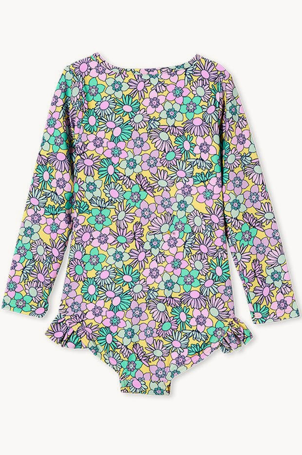 Toddler Girls Retro Long Sleeve Sunsuit