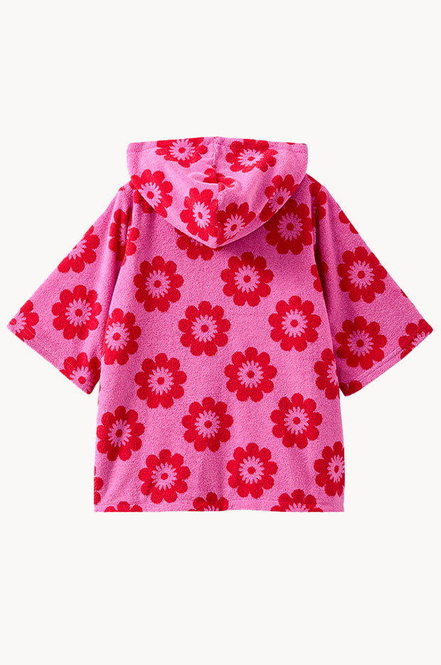Girls Red Floral Terry Towel Cover Up