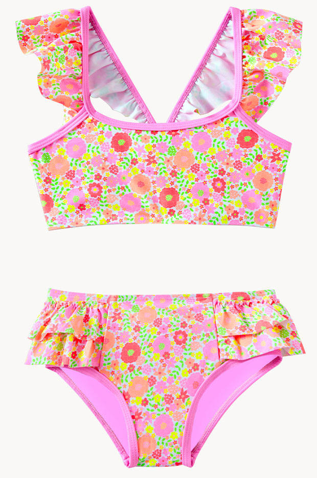Girls Neon Bloom Crop Set