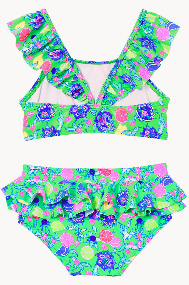 KIDS HALTER CROP WITH FRILL BOTTOM BIKINI 4-10 UNDER SCARAB SKIES main image 1