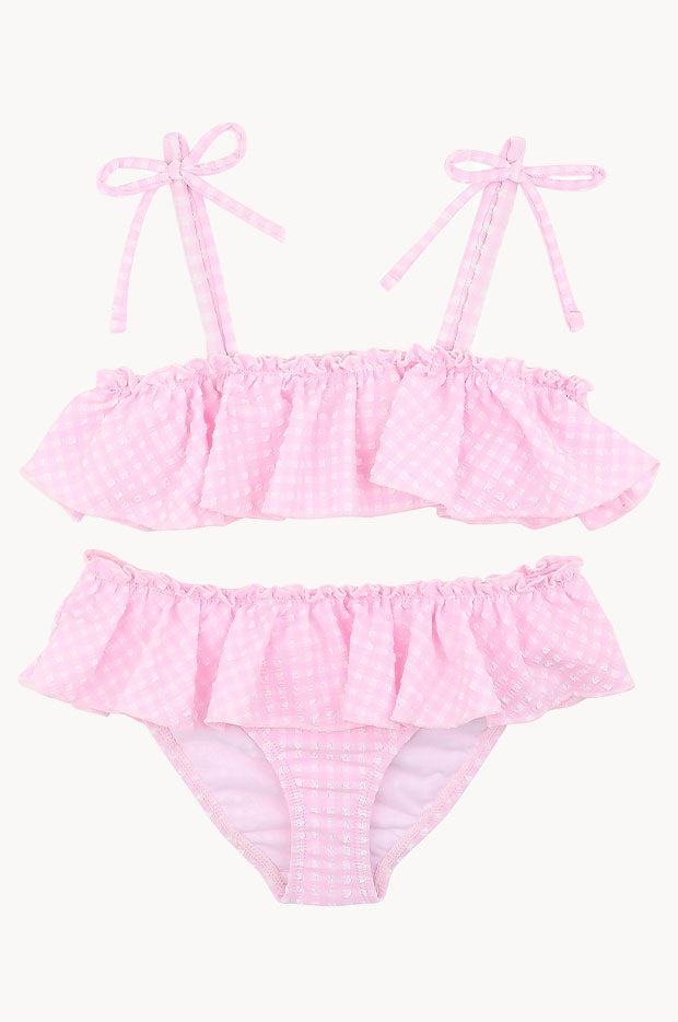 Girls Gingham Frill Crop Set