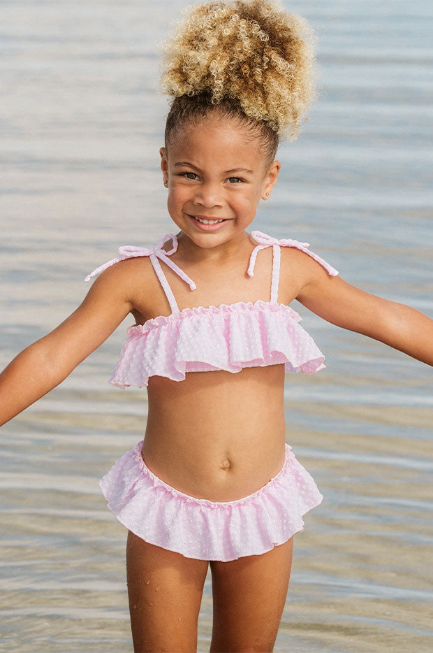 Girls Gingham Frill Crop Set