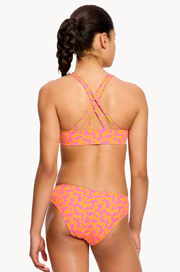 Girls Wavy Cross Back Crop Set