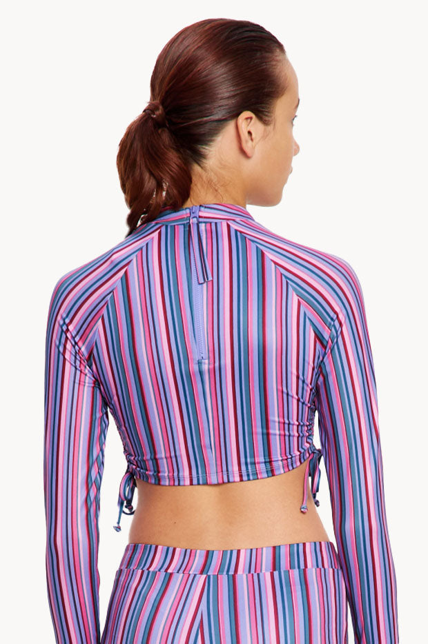 Girls Stripe Long Sleeve Crop Suntop