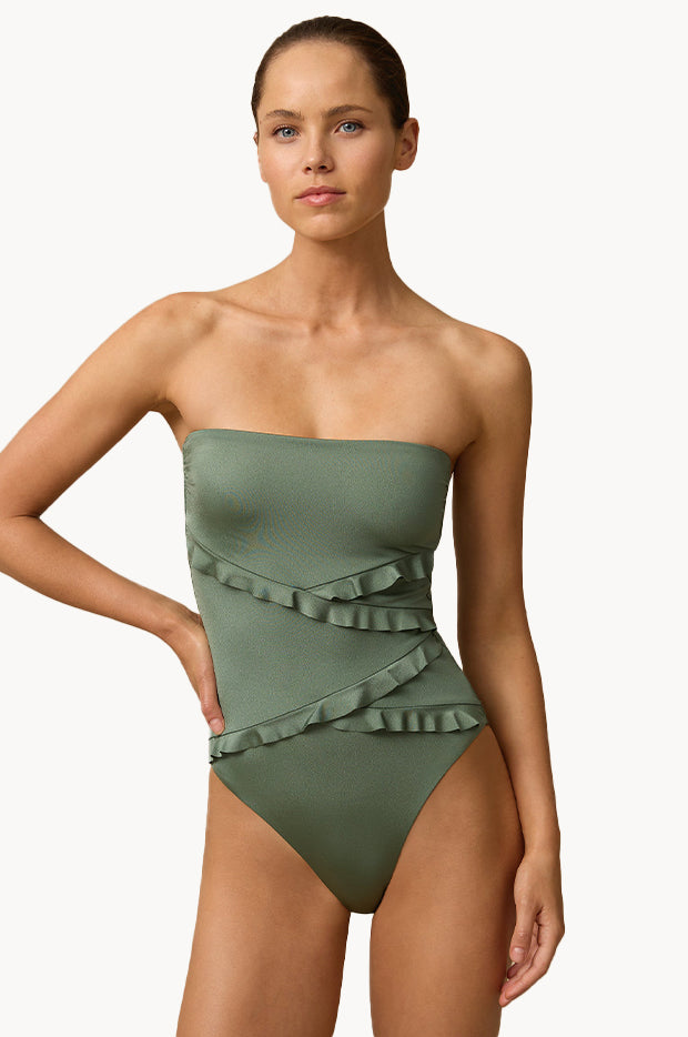 Lustre Spliced Frill Bandeau One Piece
