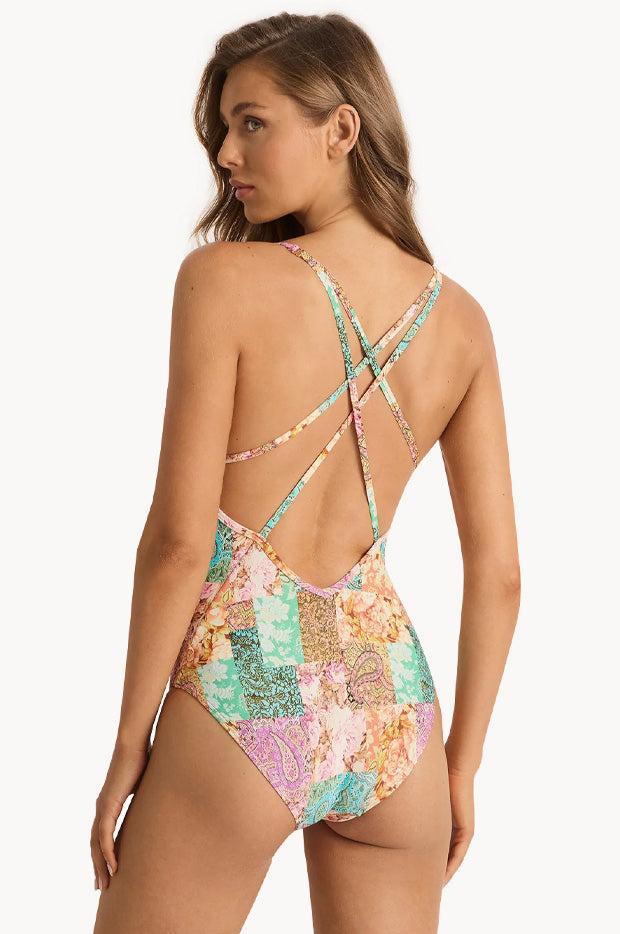 Giselle Frilled Plunge Cross Back One Piece