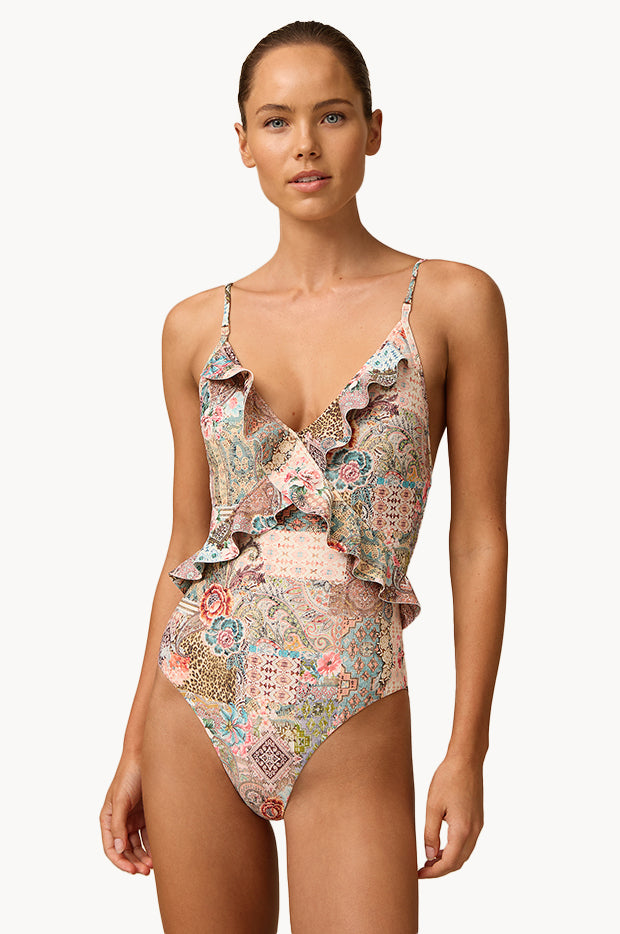 Francesca Cross Front Frill One Piece