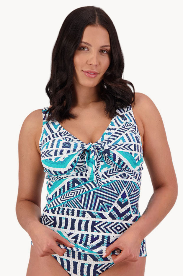 Tribal Geo F/G Cup Tie Front Tankini Separate