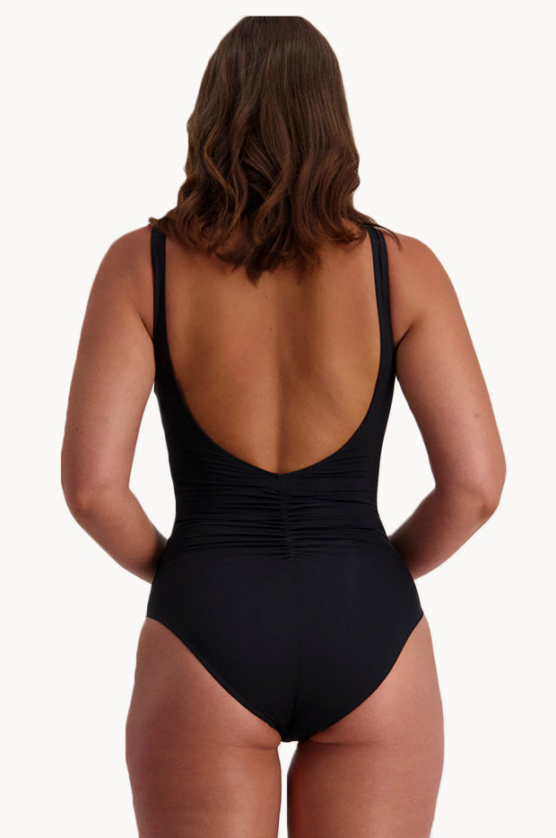Contours Side Ruched Plunge One Piece
