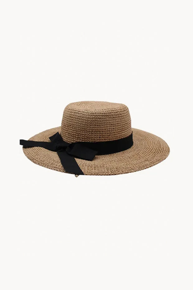 Mya Black Bow Boater Hat