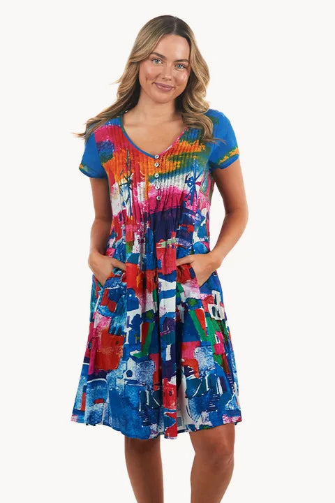 Santorini Pintuck Button Dress