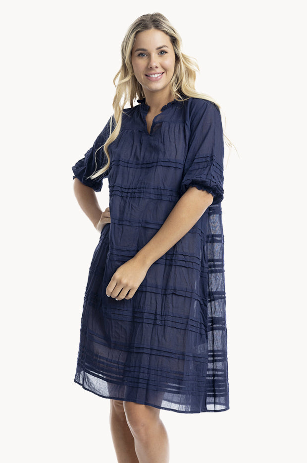 Essentials Cotton Gauze Pleated Dress