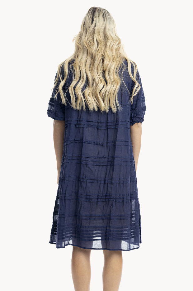 Essentials Cotton Gauze Pleated Dress