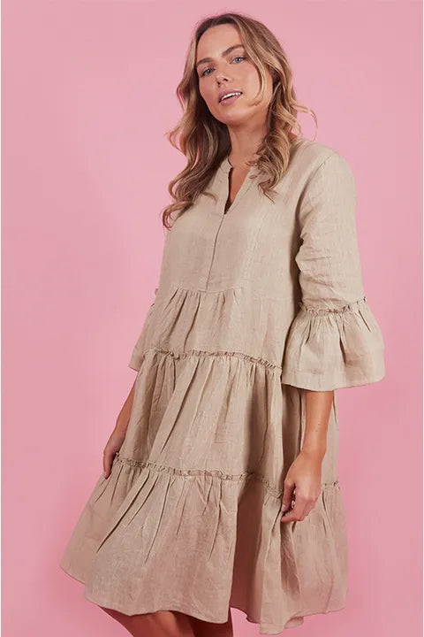 Frill Sleeve A-Line Dress