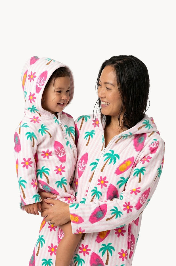 Palm Surf Hooded Towelling Robe M/L