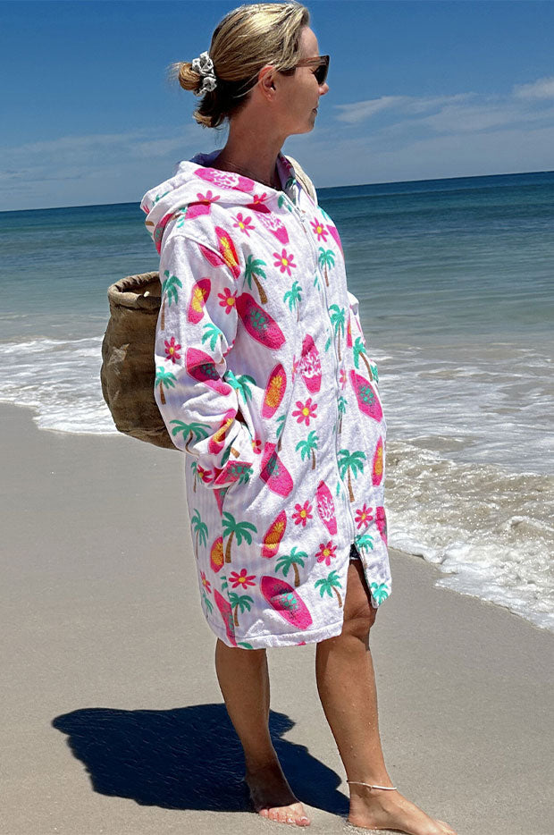 Palm Surf Hooded Towelling Robe M/L