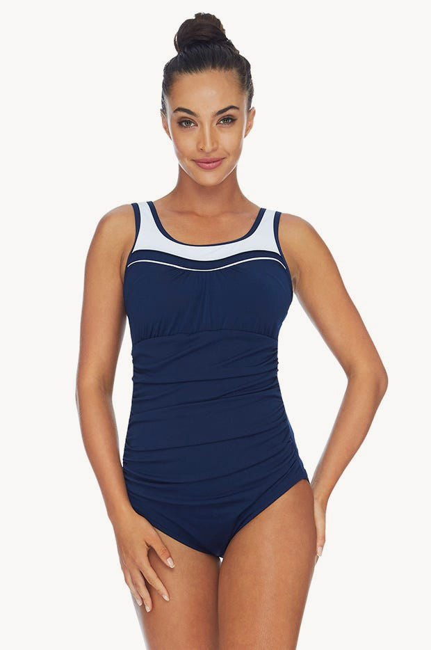 Ruched Scoop Neck One Piece