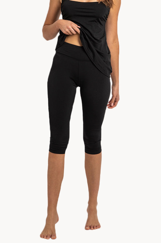 Poolproof - Plain Capri Swim Pant - Black | Swimwear Galore AU