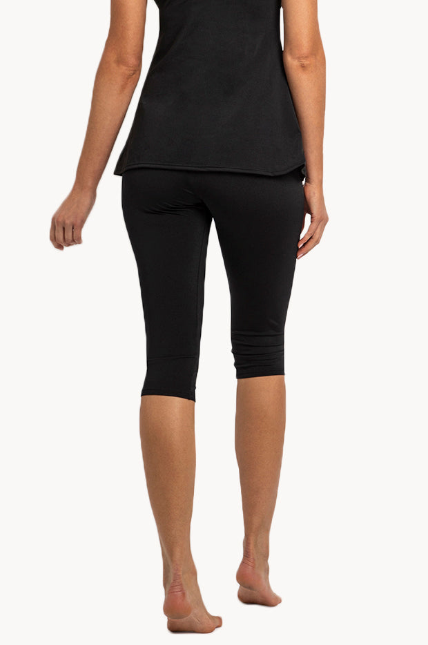 Poolproof - Plain Capri Swim Pant - Black | Swimwear Galore AU