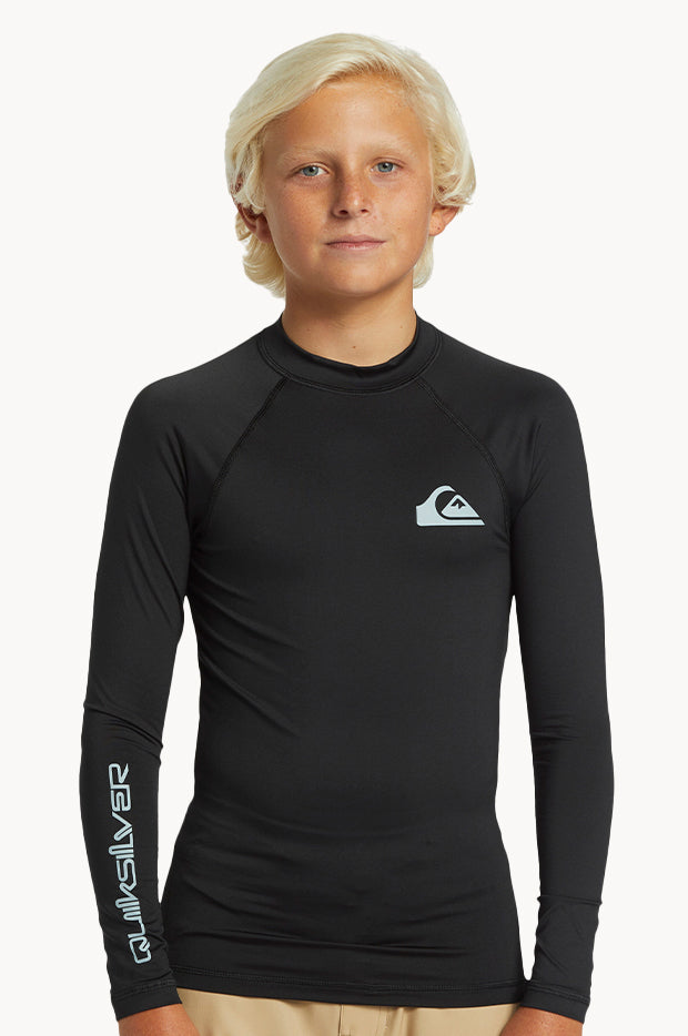 Quiksilver Boys Everyday Solid Long Sleeve Suntop Black Swimwear