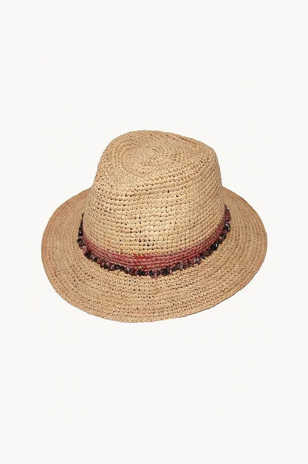 Rose Bead Wide Brim Trilby Hat