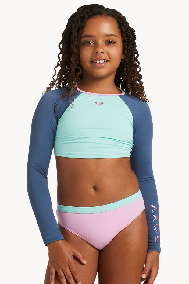 Girls Colorblock Crop Suntop Set