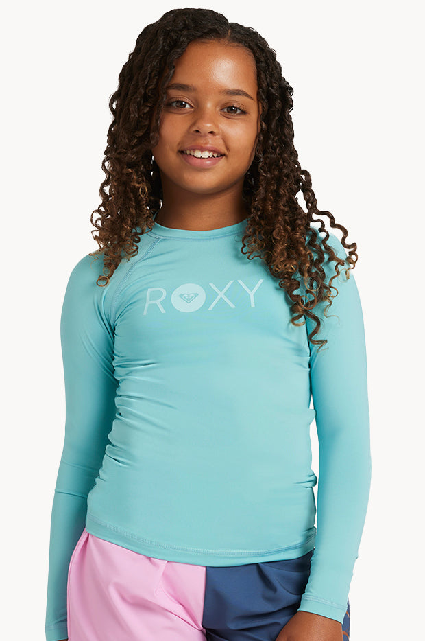 Roxy - Girls Essential Long Sleeve Suntop - Coast | Swimwear Galore AU